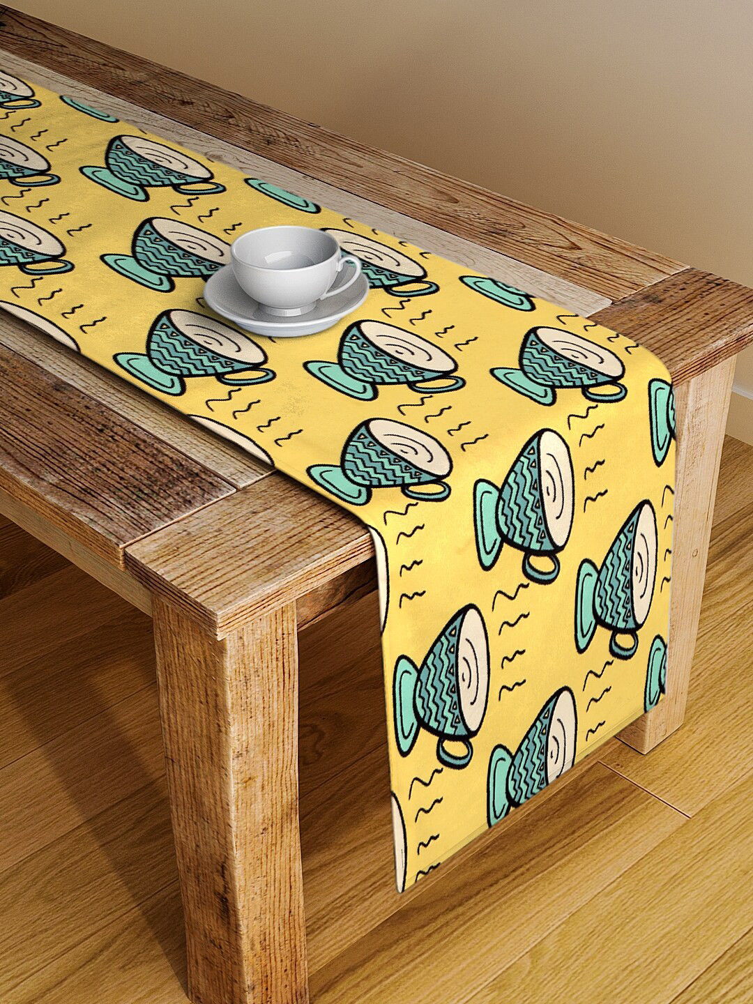 Alina decor Quirky Yellow & Sea Green Digital Printed Table Runner