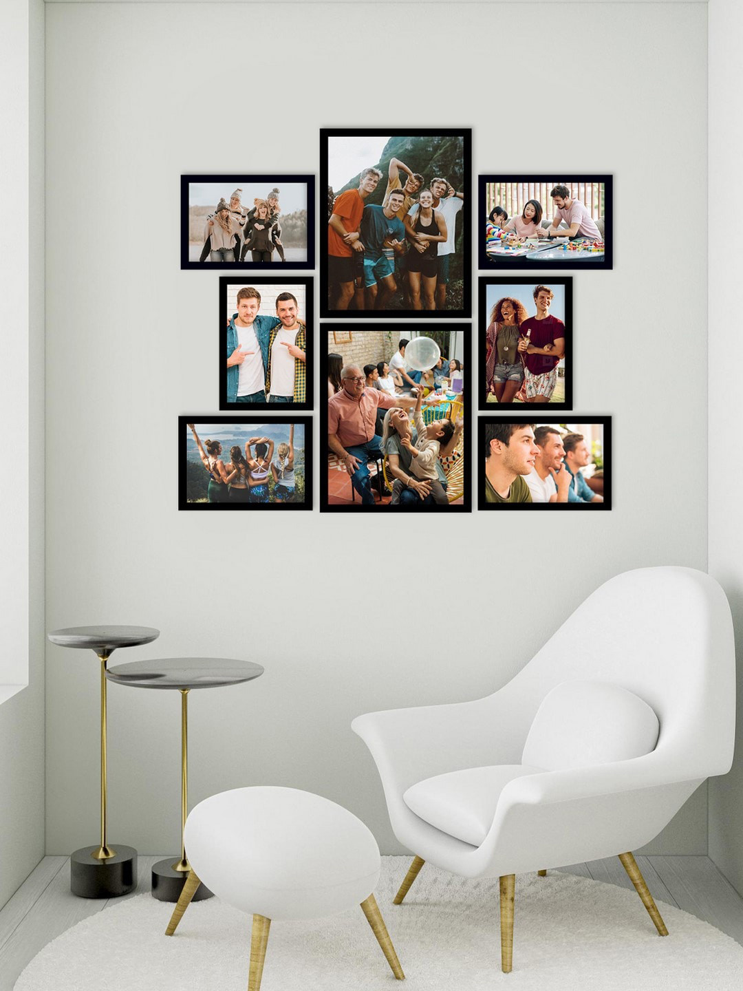 eCraftIndia Set of 8 Black Wall Collage Photo Frames