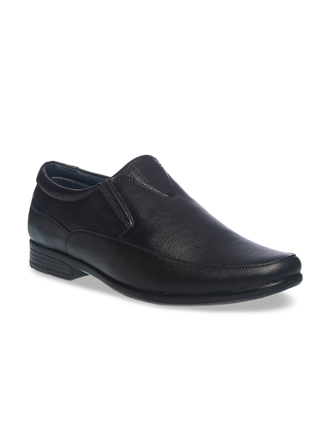 Khadims Men Black Solid Formal Slip-Ons
