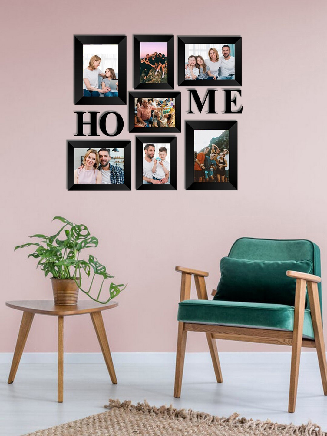 eCraftIndia Set of 7 Black Wall Collage Photo Frames
