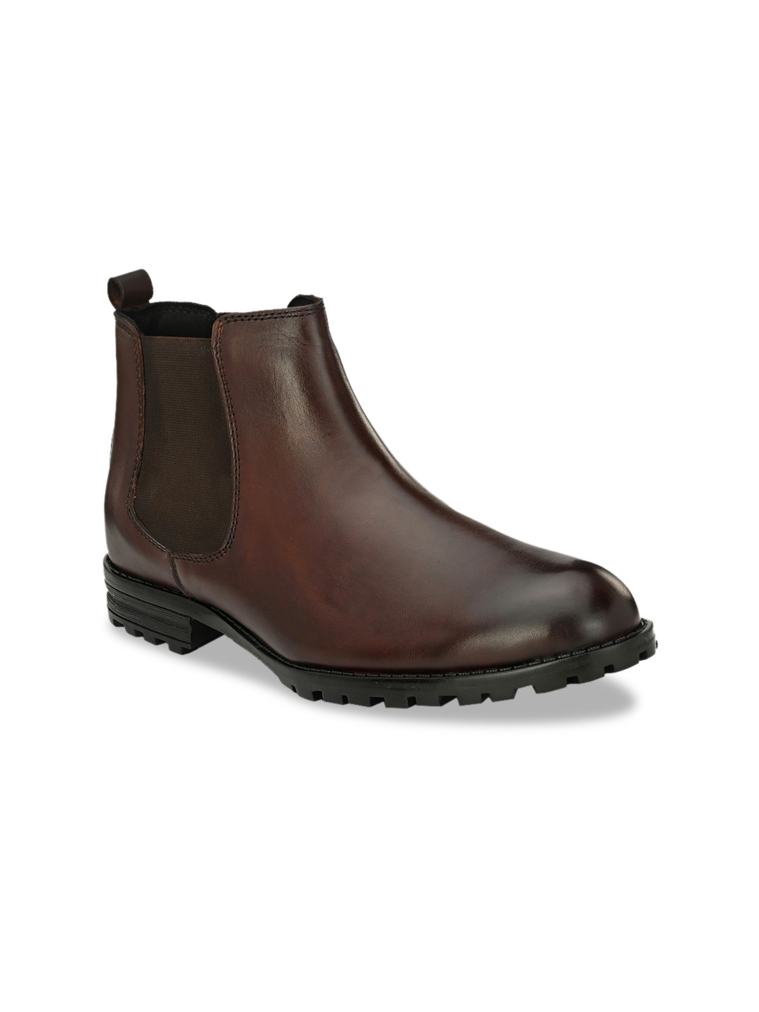 Hirels Men Solid Hand Painted Leather Mid-Top Chelsea Boots