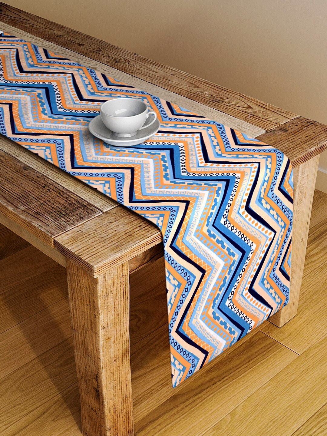 Alina decor Blue & Beige Digital Printed Table Runner