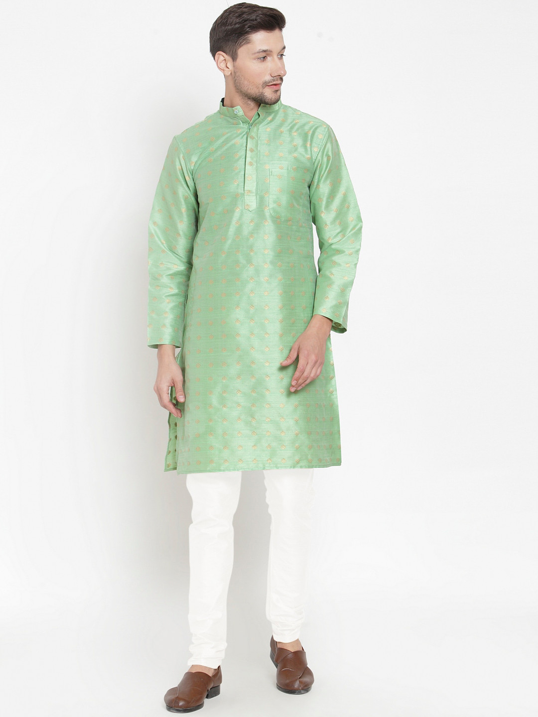 KLOTTHE Men Green Printed Kurta with Pyjamas