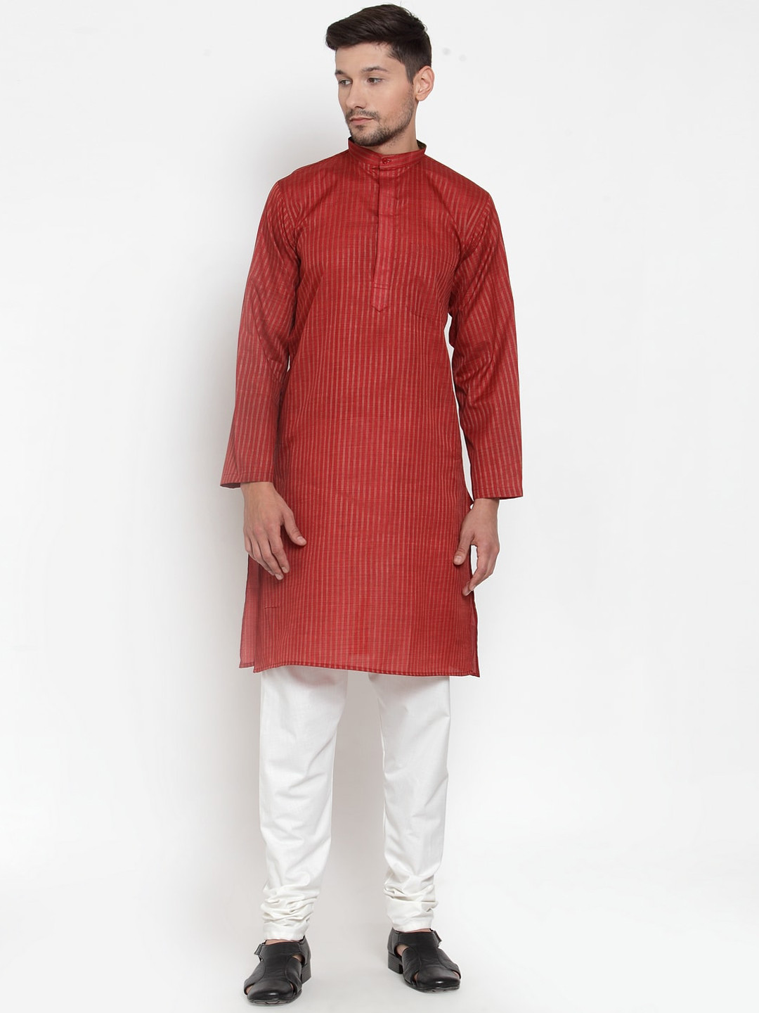 KLOTTHE Men Red & White Printed Kurta with Pyjamas