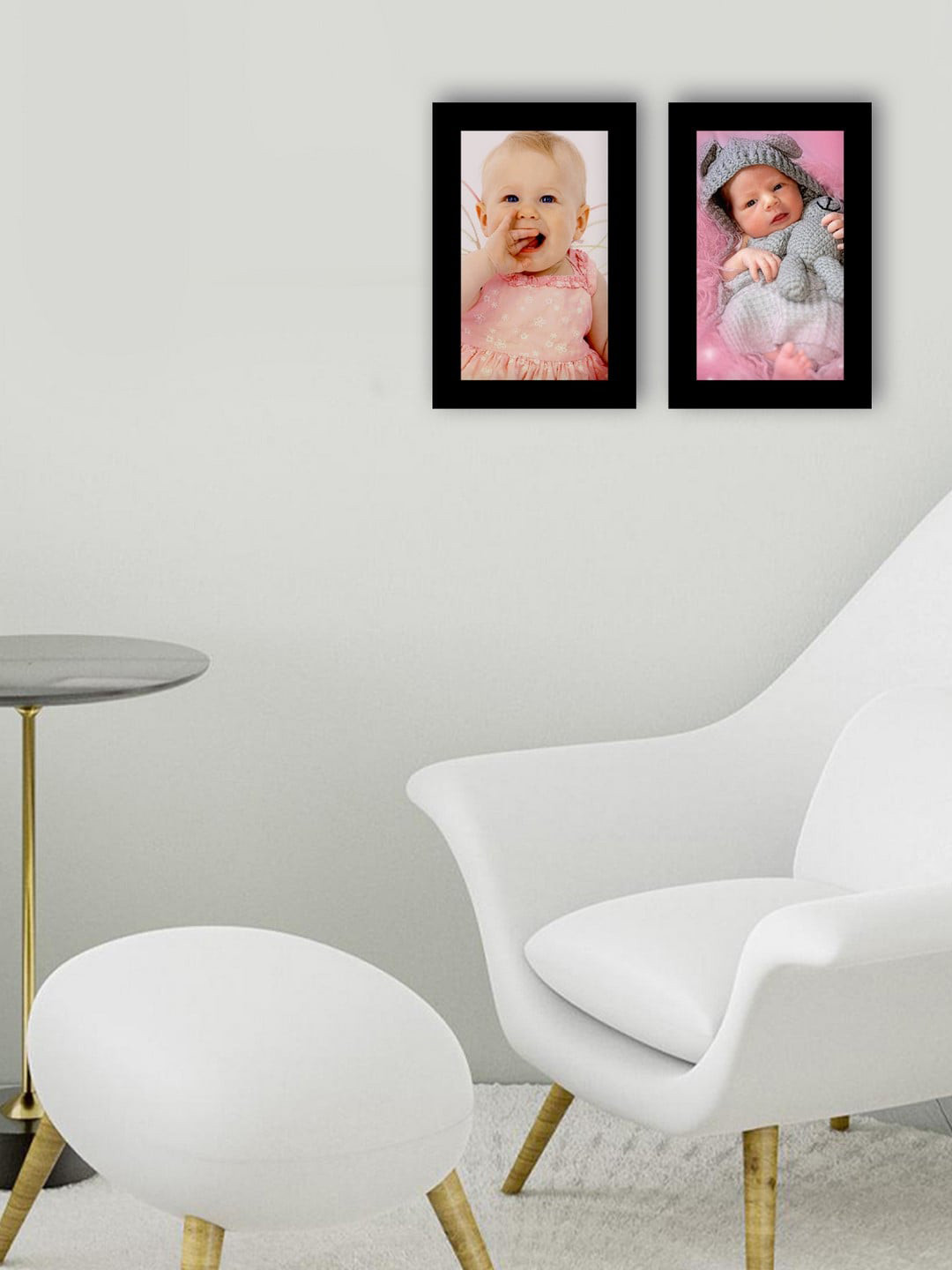 eCraftIndia Set Of 2 Black Solid Memory Wall Collage Photo Frames