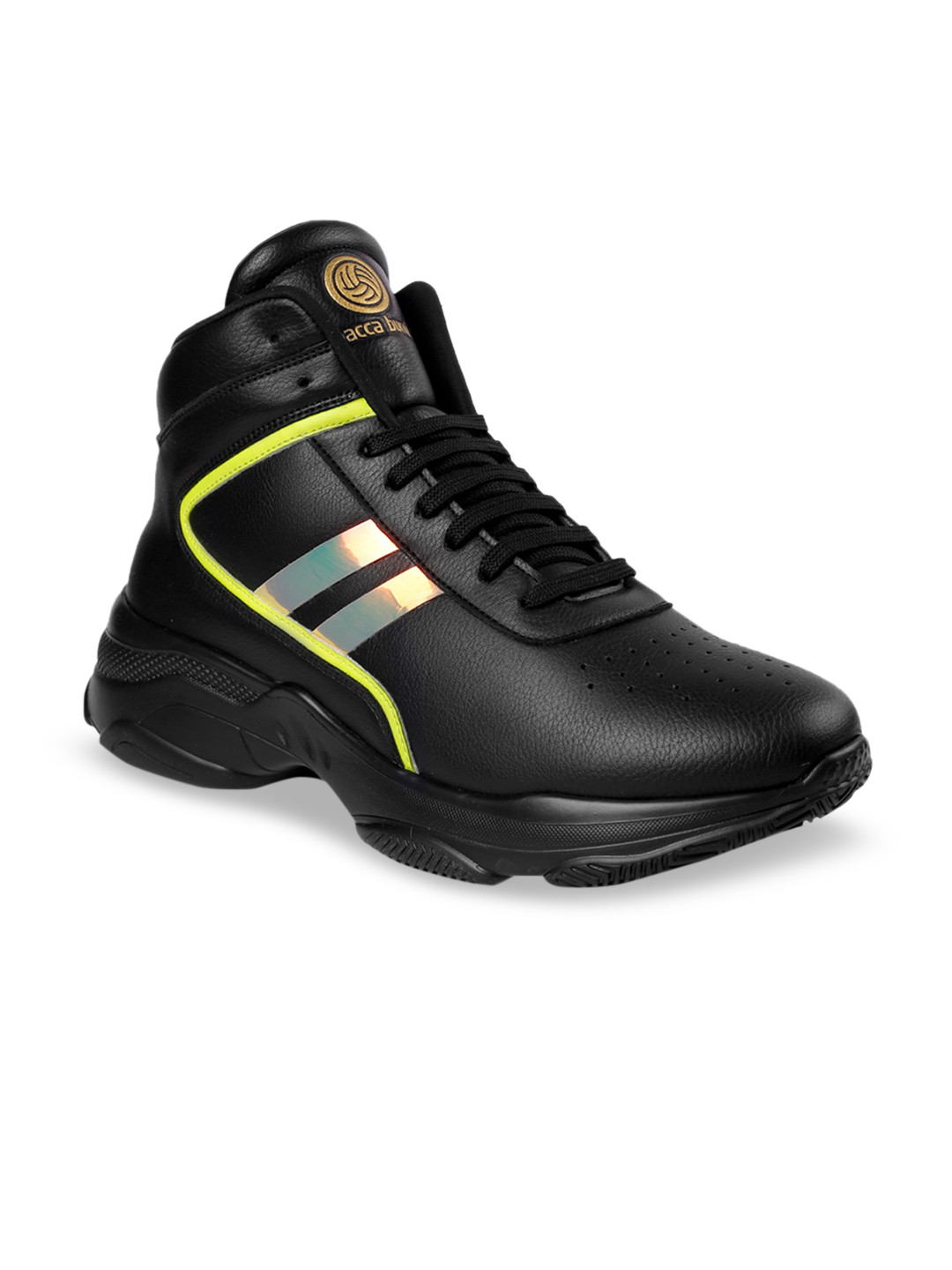 bacca bucci Men Black Colourblocked PU High-Top Sneakers