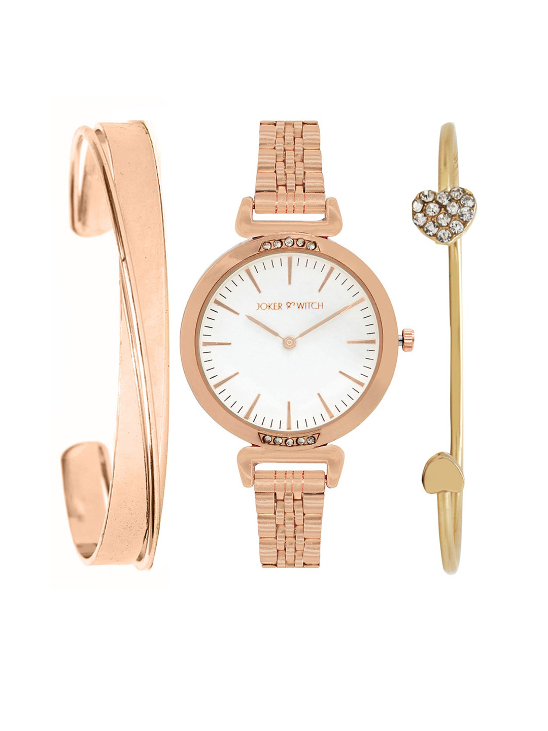 JOKER & WITCH Women White Peace Watch Bracelet Stack JWBS184