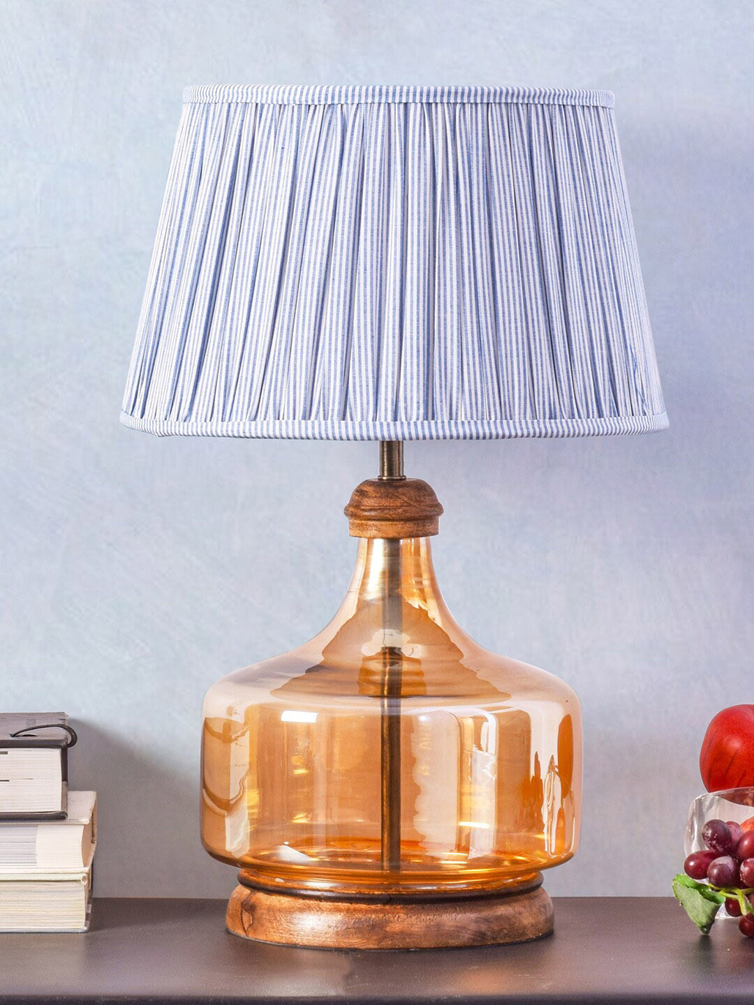 THE LIGHT STORE Brown & Gold-Toned Self Design Bedside Lamp