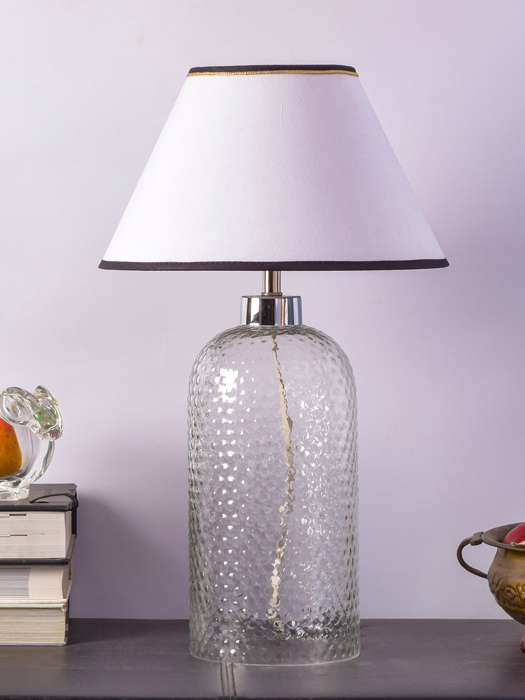 THE LIGHT STORE Transparent Solid Bedside Standard Table Lamp with Shade