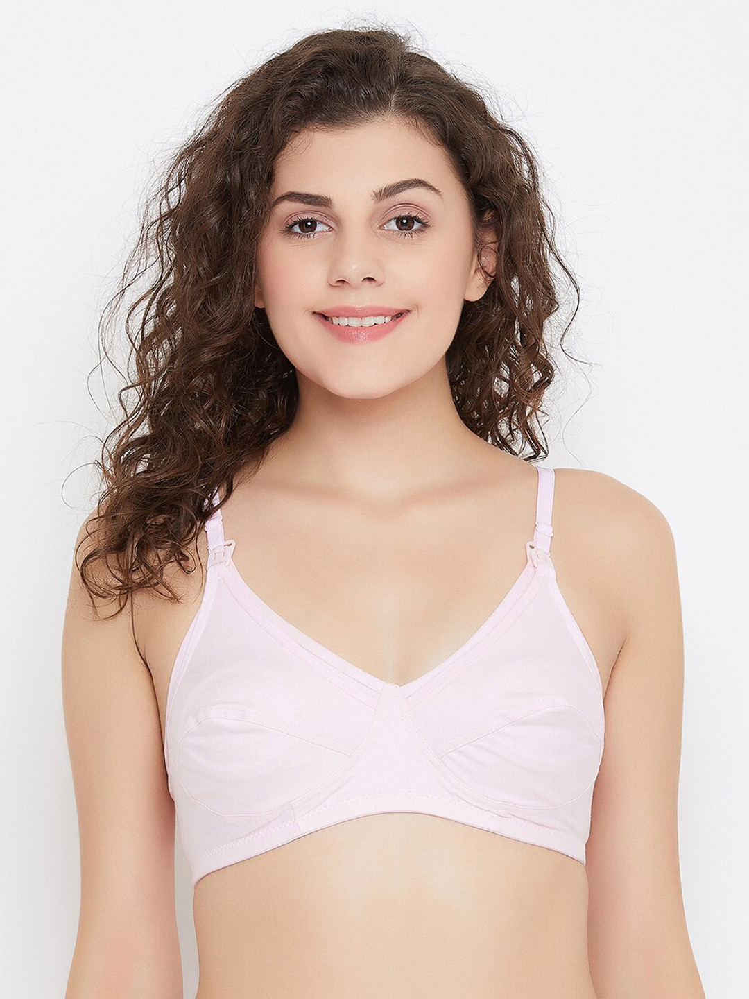 Clovia Pink Solid Non-Wired Non Padded Maternity Bra BR2087P2232B