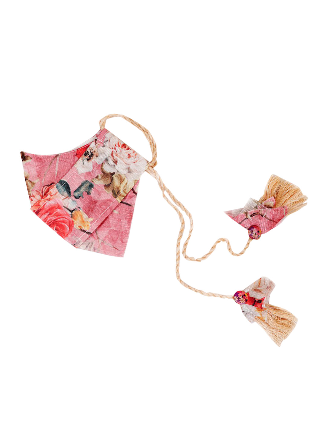 VASTRAMAY Girls Single Pink Floral Printed 3-Ply Reusable Protective Outdoor Printed Mask