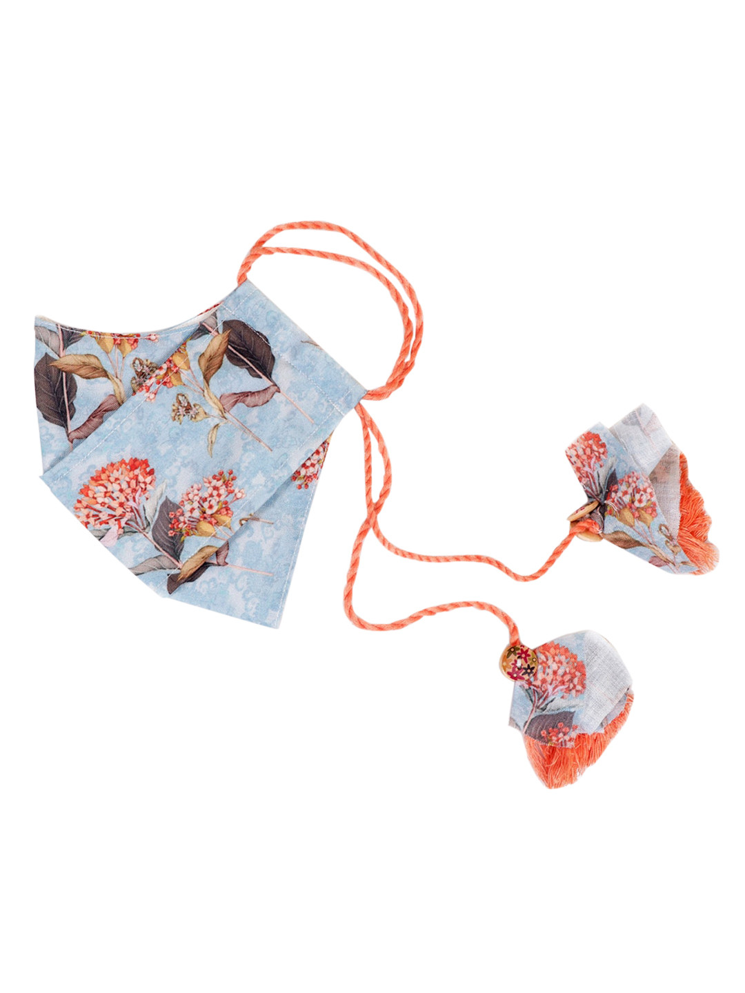 VASTRAMAY Girls Blue Floral Printed 3-Ply Reusable Protective Outdoor Printed Mask