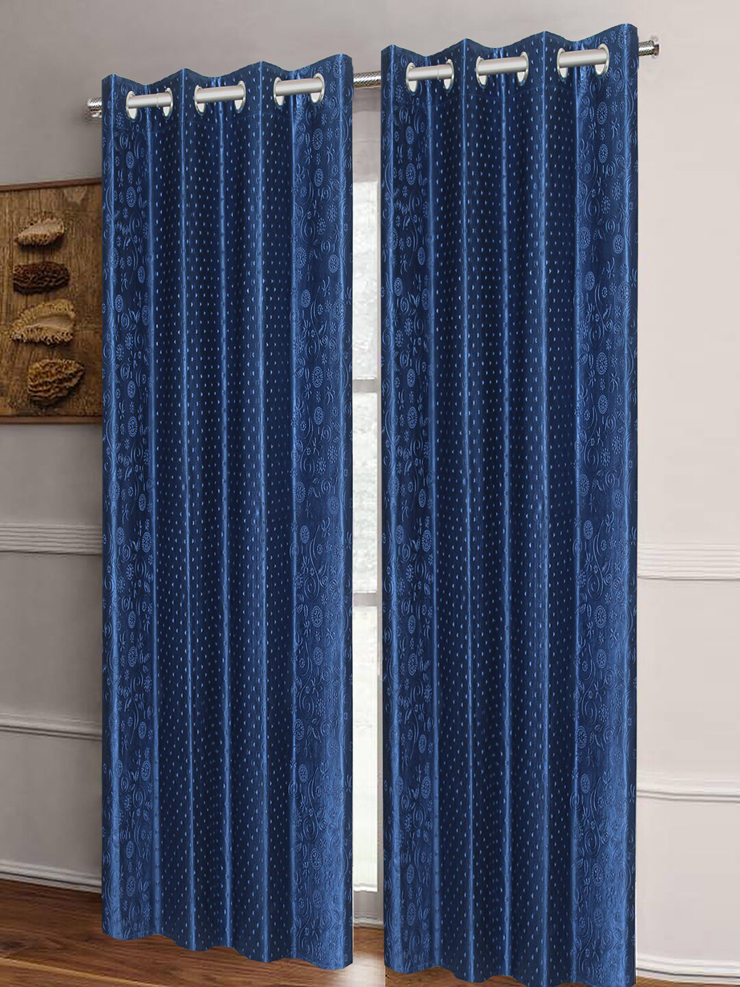 Good Homes by Home Candy Blue Set of 2 Long Door Curtains