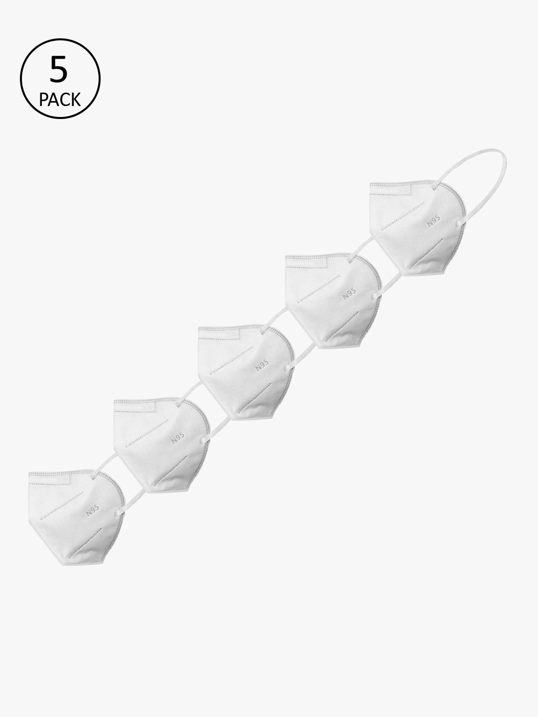 yelloe Unisex 5 Pcs White 5 Ply KN95 Protective Outdoor Face Masks