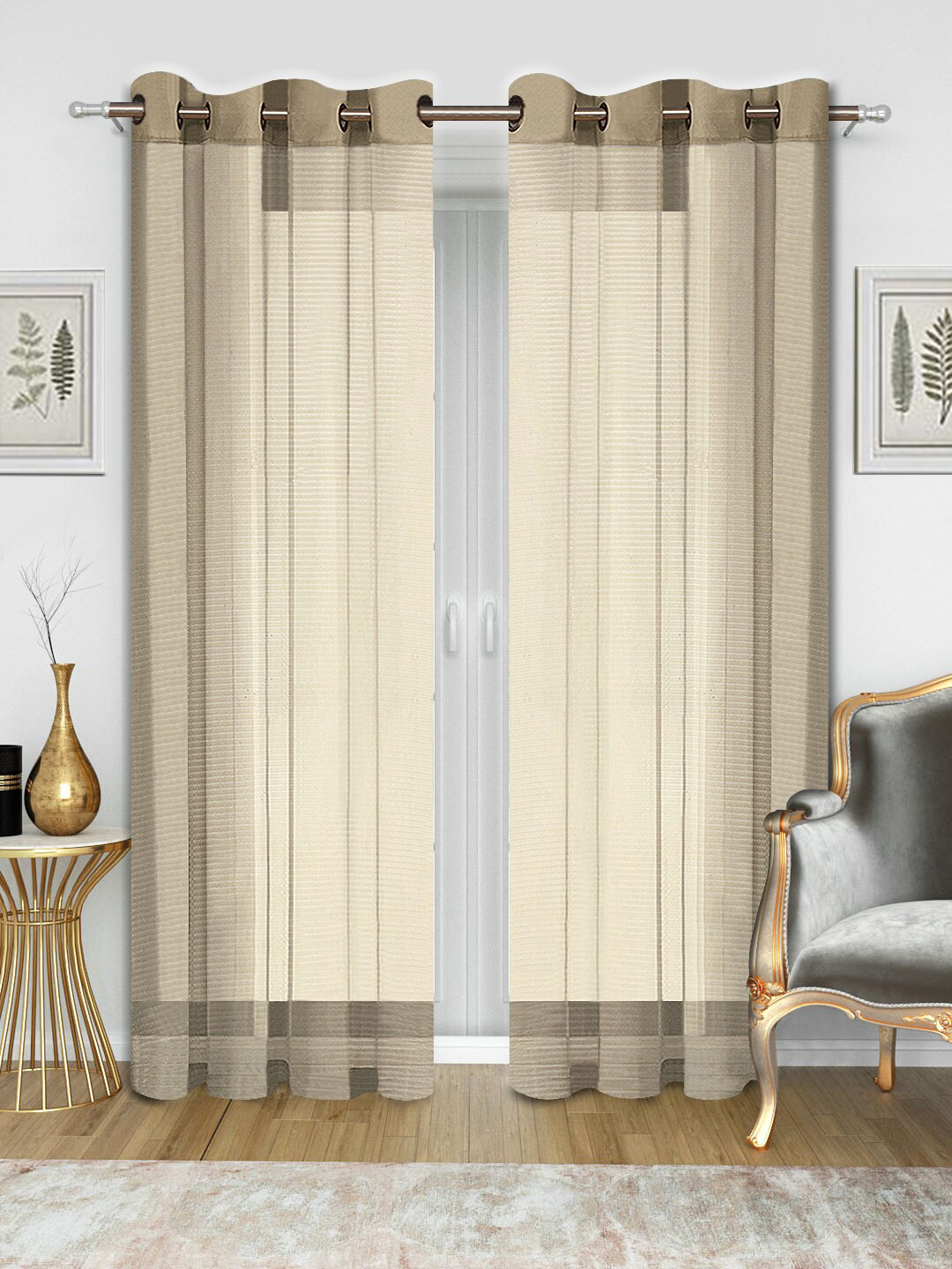 Good Homes by Home Candy Cream-Coloured Set of 2 Door Sheer Curtains