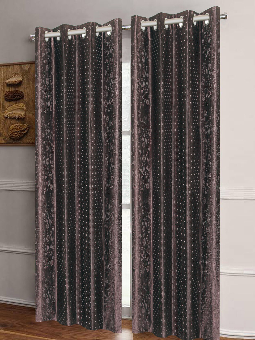 Good Homes by Home Candy Brown Set of 2 Room Darkening Door Curtains