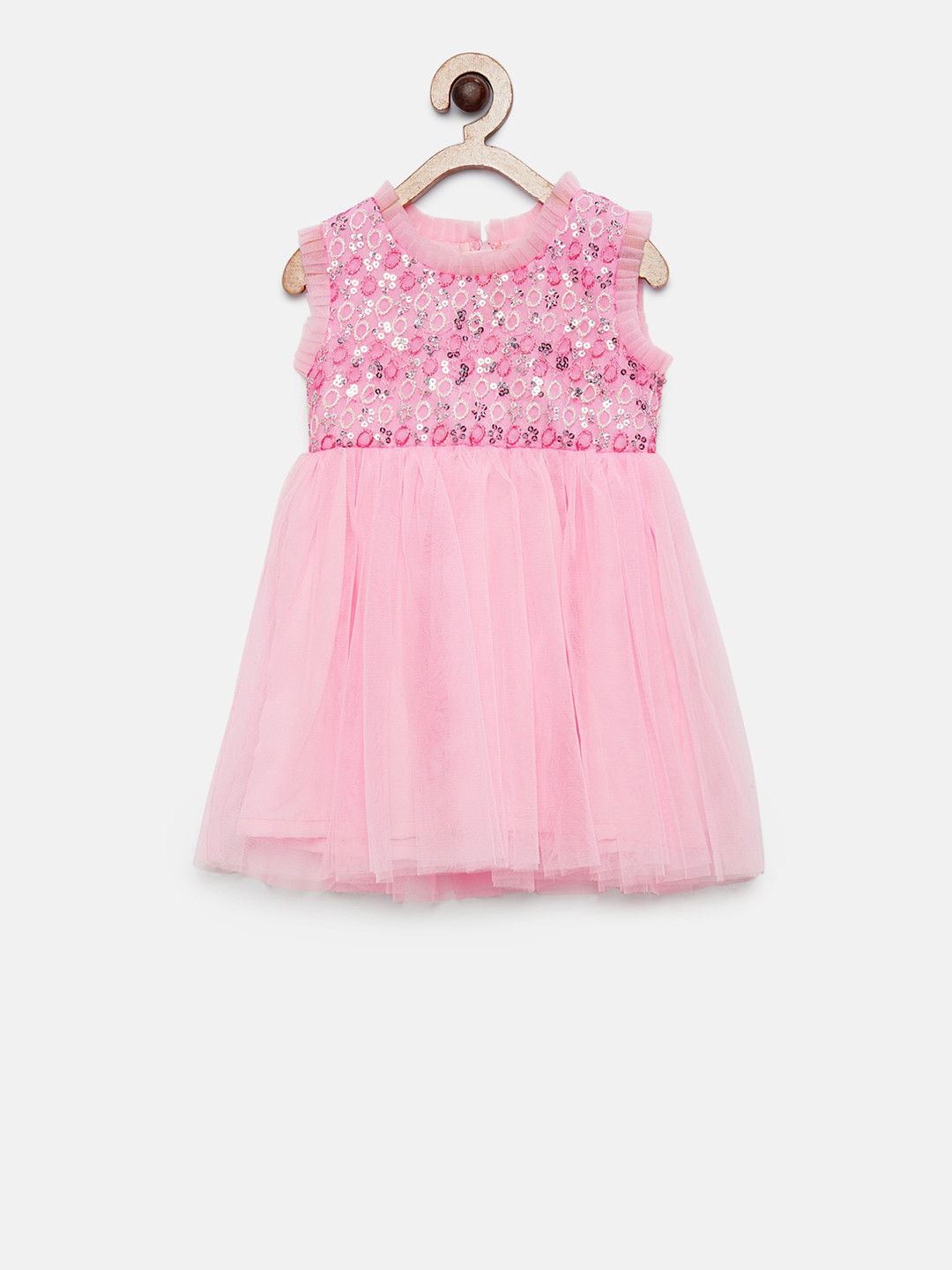 MANY FROCKS & Girls Pink Embellished Fit and Flare Dress