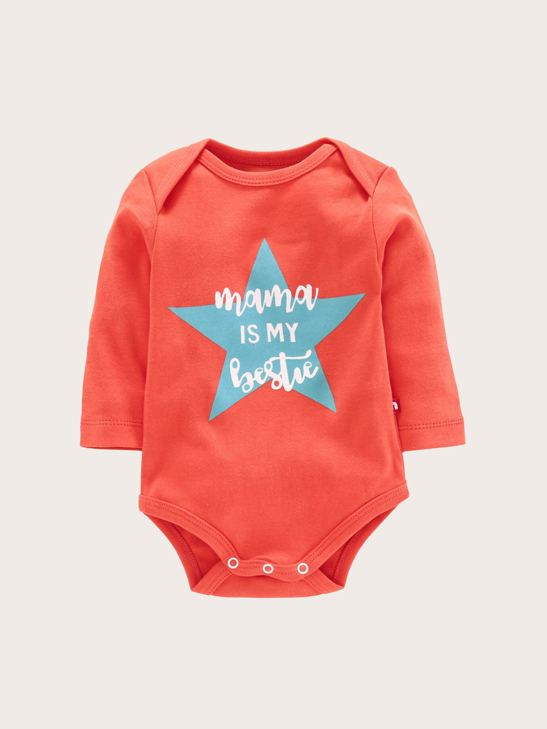 Nino Bambino Infant Kids Orange & Blue Slogan Printed Pure Organic Cotton Sustainable Bodysuit