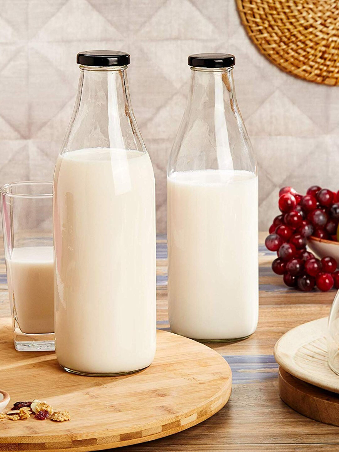 smart serve Transparent Glass Spill Proof 6 Piece Water Bottle - 1L