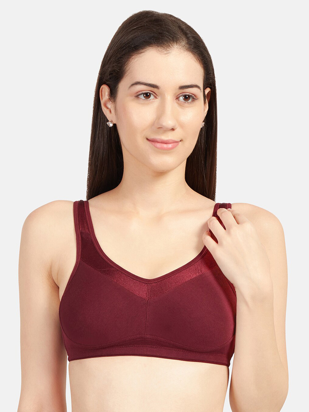 Sonari Maroon Solid Non-Wired Non Padded T-shirt Bra alexmaroon30C