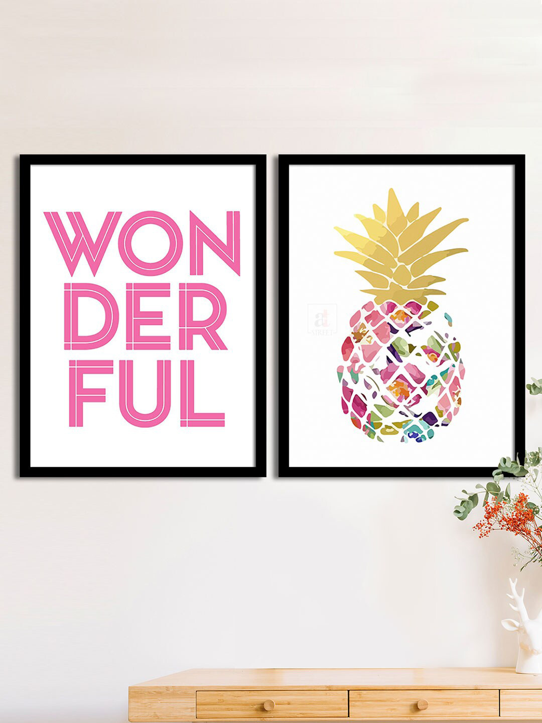 Art Street 2 Piece Wonderful Printed Rectangle Paintings Wall Art - 17.5x13.5In