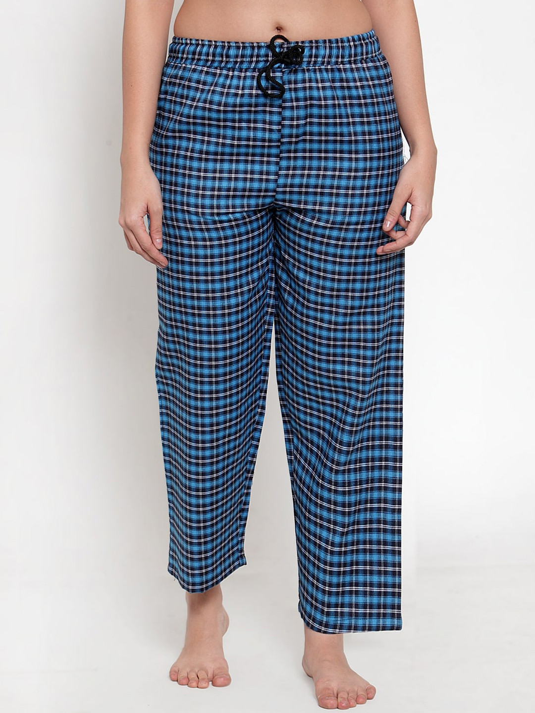 Secret Wish Women Blue & Black Checked Lounge Pants