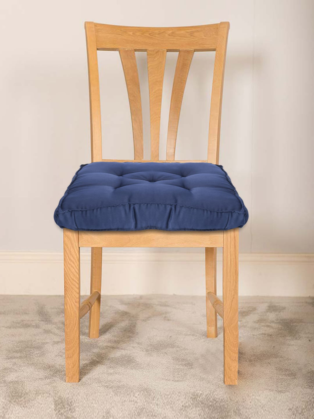 Kuber Industries Navy Blue Solid Chair Pad