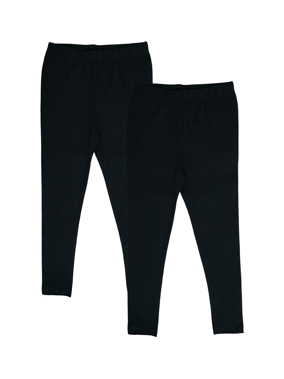 KiddoPanti Girls Pack Of 2 Black Solid Ankle-Length Leggings