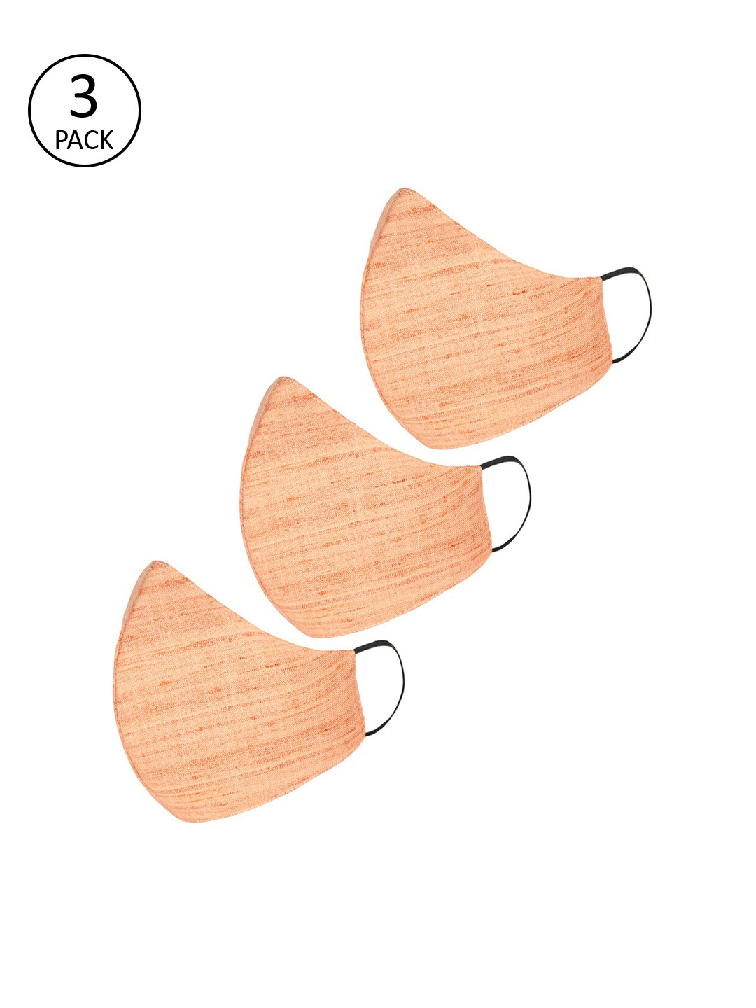 Tossido Men Peach-Coloured 3-Pcs 3-Ply Cloth Masks