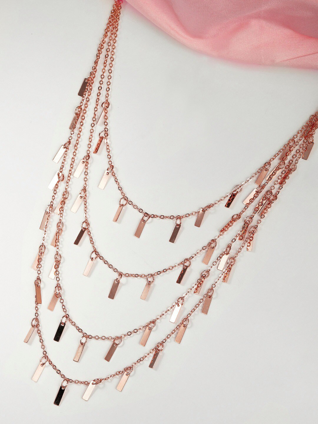 Tokyo Talkies Rose Gold Plated Handcrafted Multi Layer Necklace