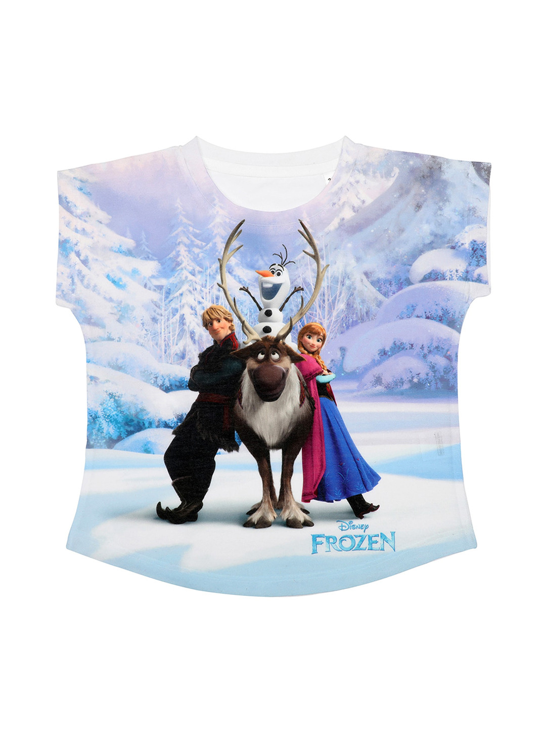 Disney by Wear Your Mind Girls White & Blue Printed Top