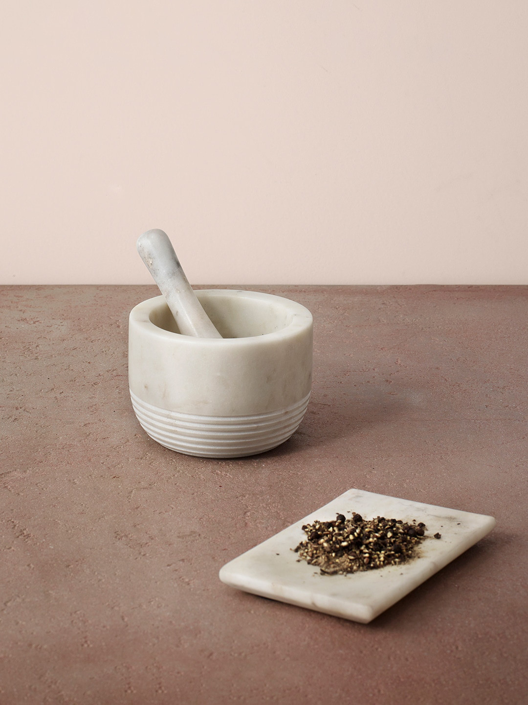 ellementry White Marble Mortar & Pestle