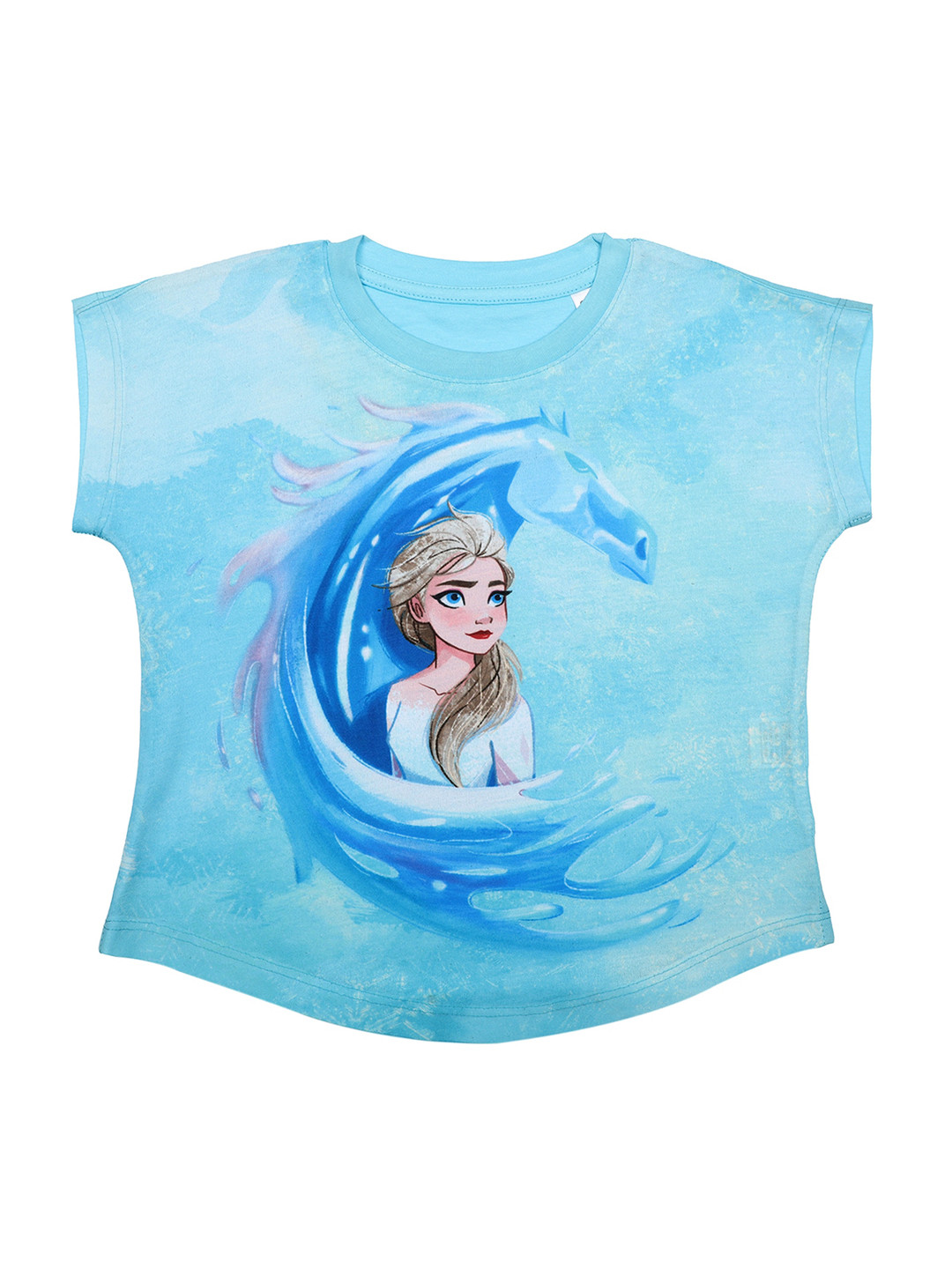Disney by Wear Your Mind Girls Turquoise Blue & White Disney by Wear Your Mind Print Top