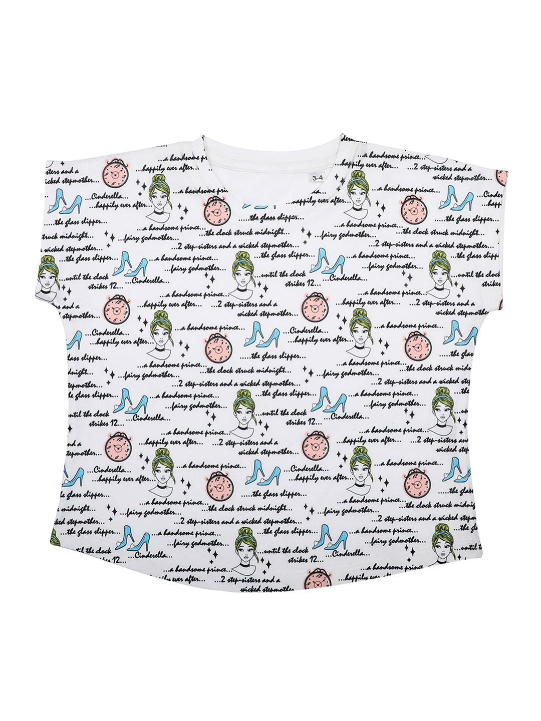 Disney by Wear Your Mind Girls White Printed Princess  Knitted Top