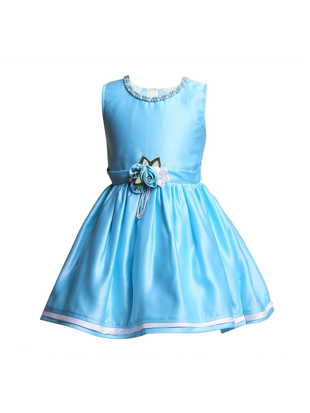 BETTY Girls Blue Solid Fit and Flare Dress