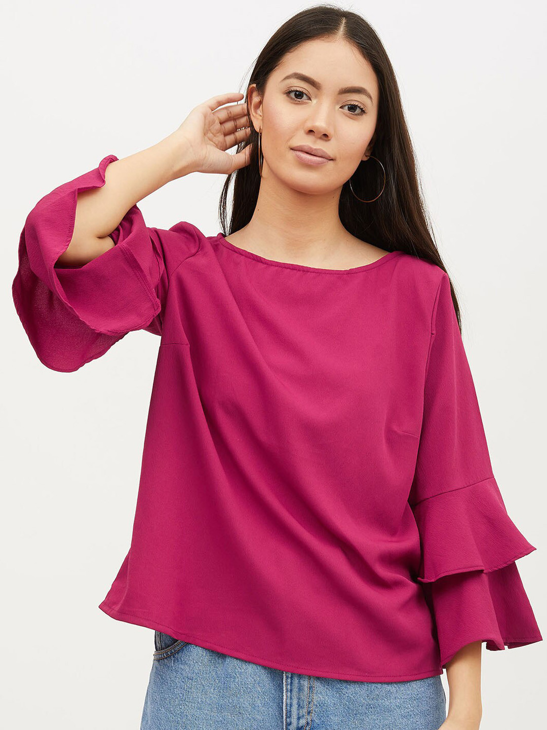 Harpa Women Magenta Solid A-Line Top