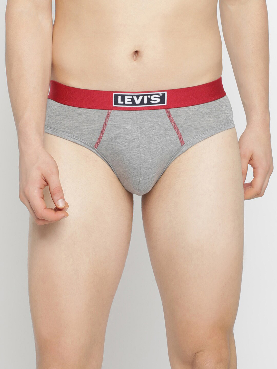 Levis Men Grey Melange Solid 300 LS Supima Cotton Briefs #035-BRIEF