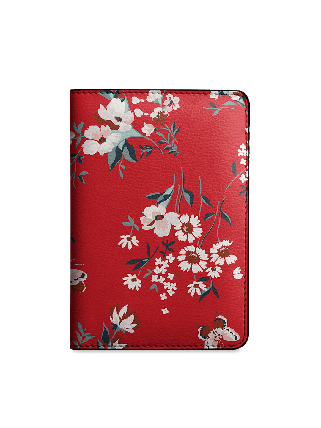 DailyObjects Women Red & White Floral Print Passport Holder