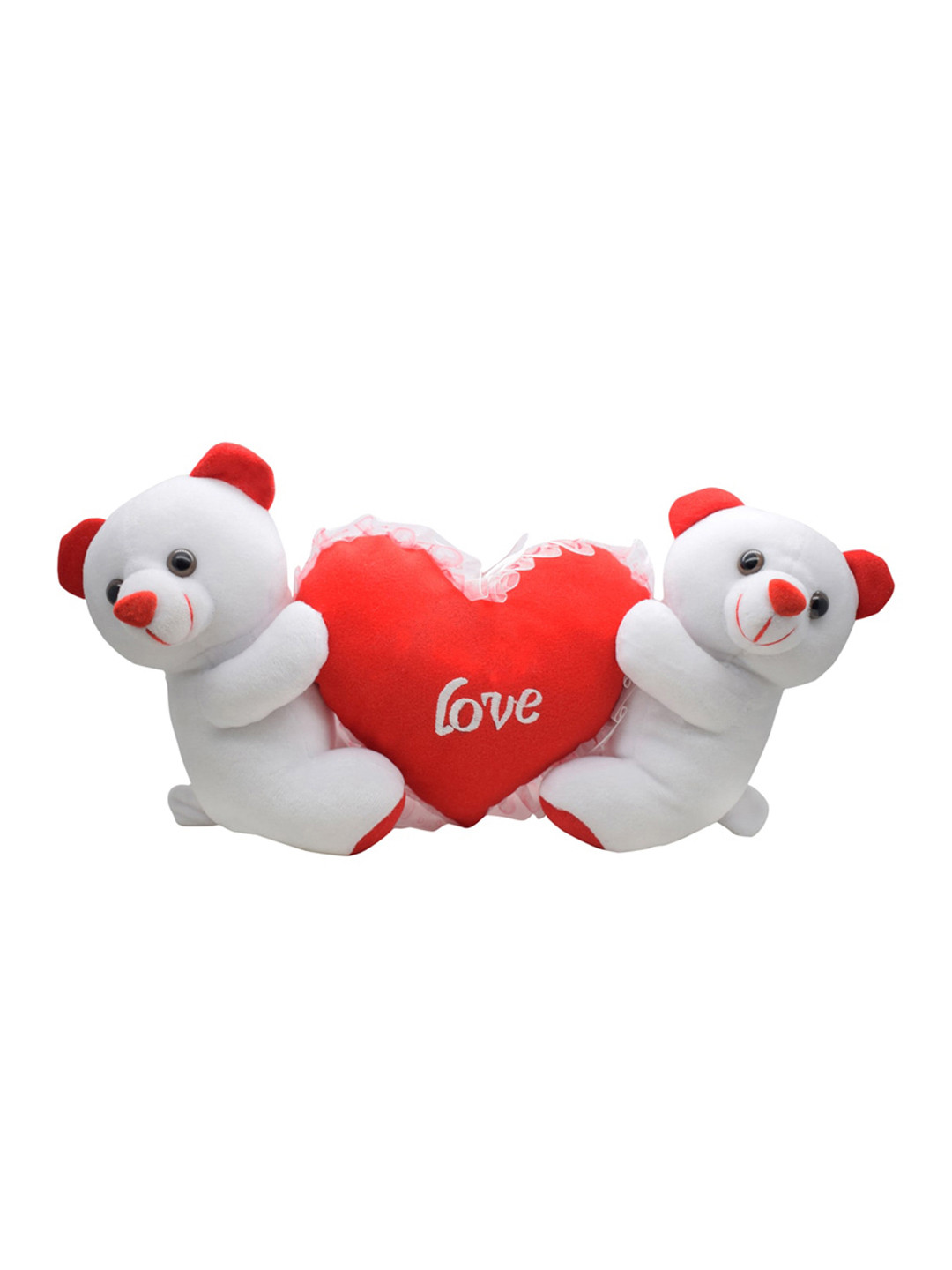 Ultra Kids White & Red Cute Couple Teddy Bear Holding Heart 6 Inch Soft Toy