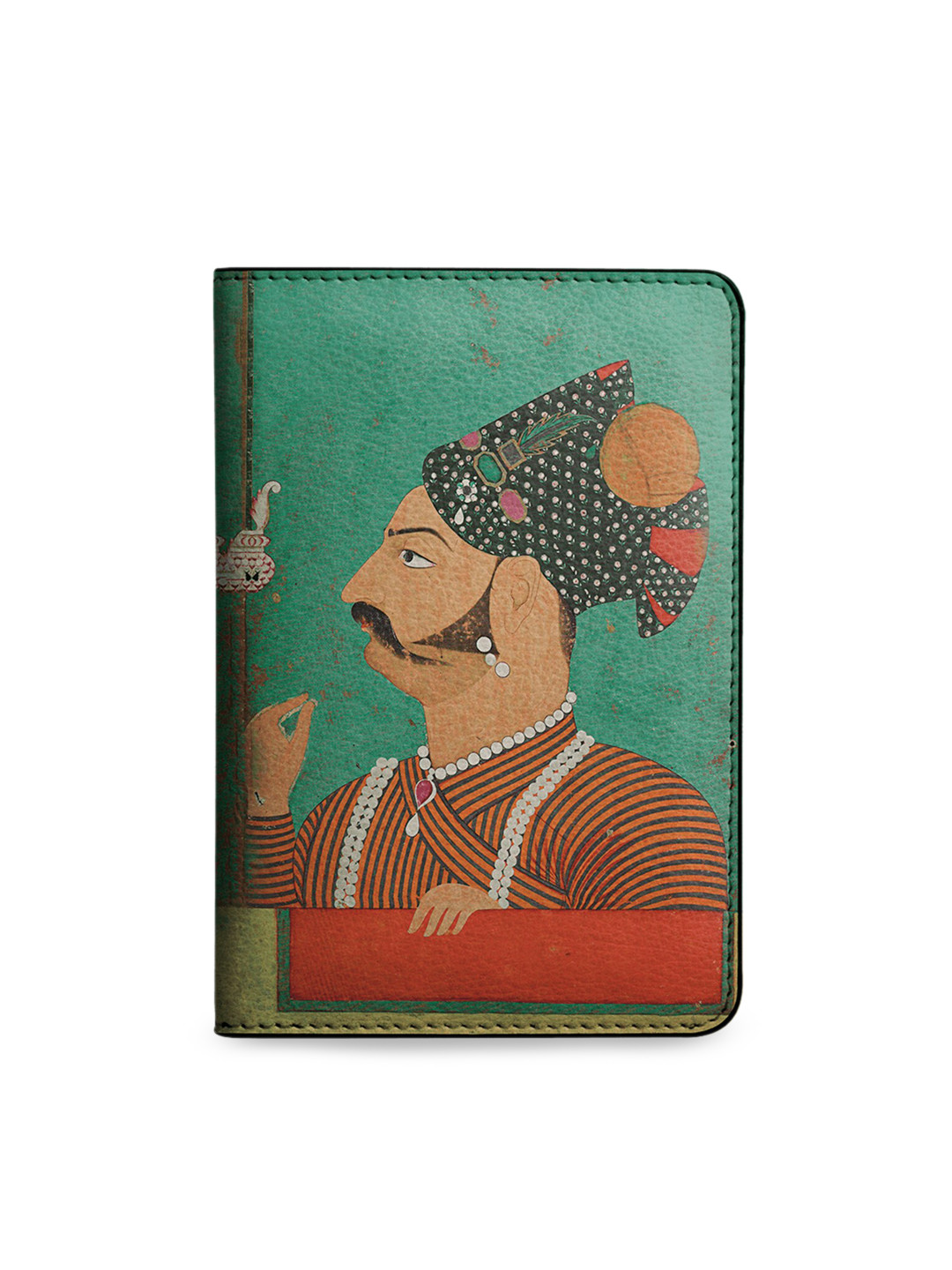 DailyObjects Women Green & Orange Rajput Facial Hair Printed Passport Holder