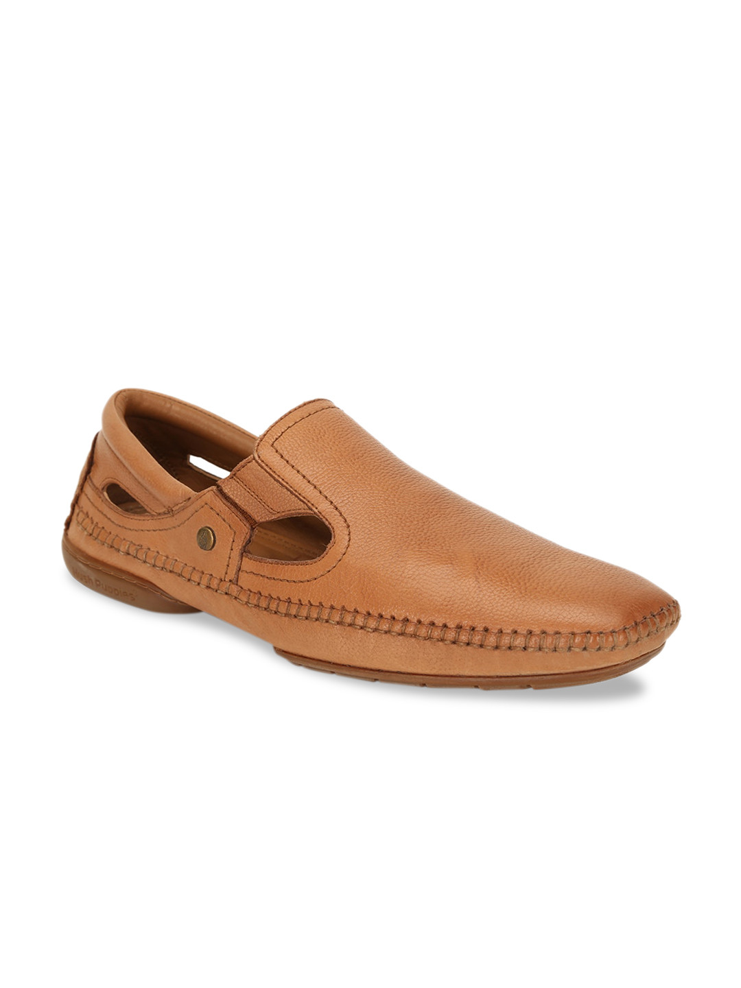 Hush Puppies Men Tan Brown Leather Sandals