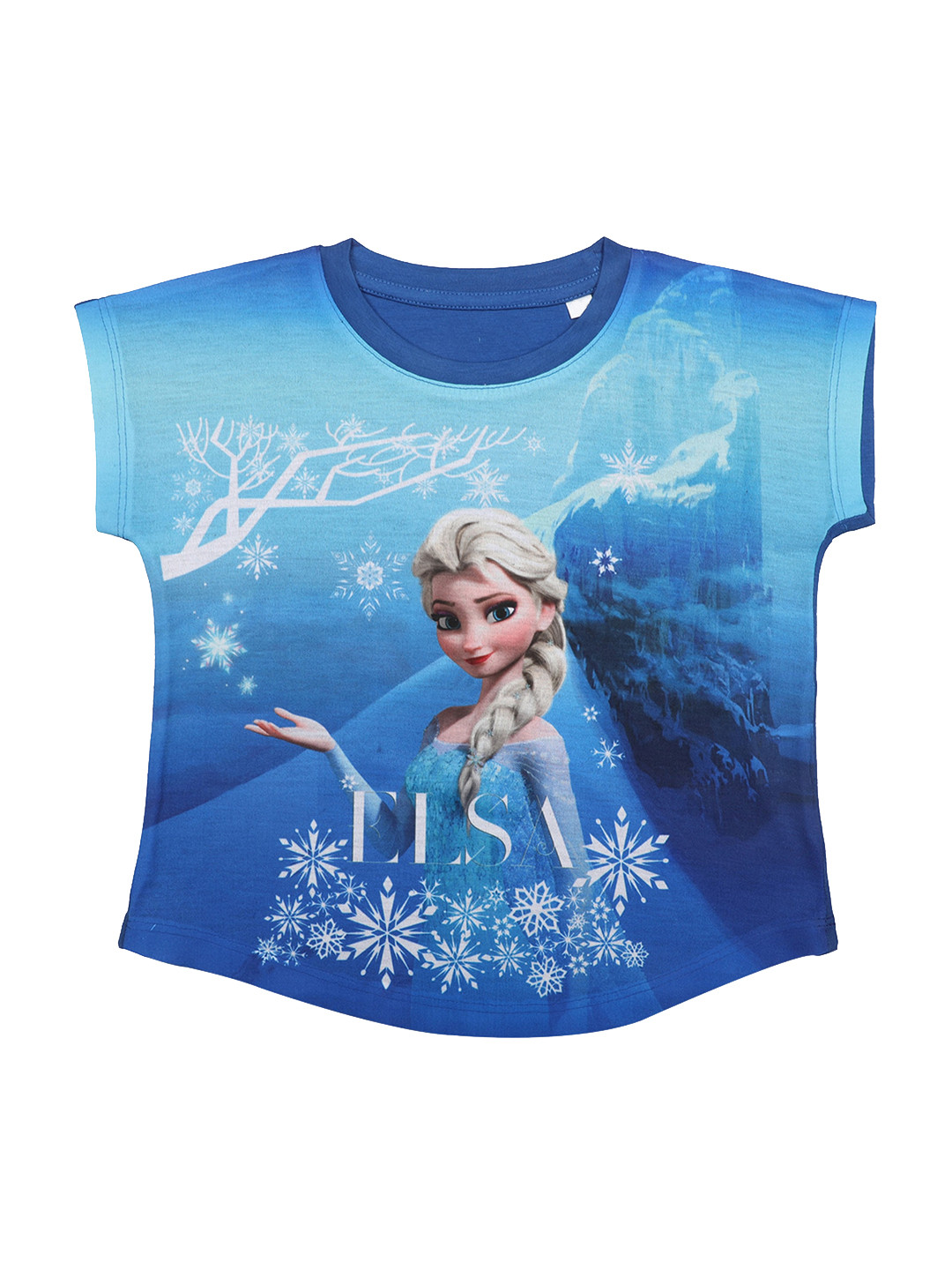 Disney by Wear Your Mind Girls Blue Disney Elsa Printed Knitted Top
