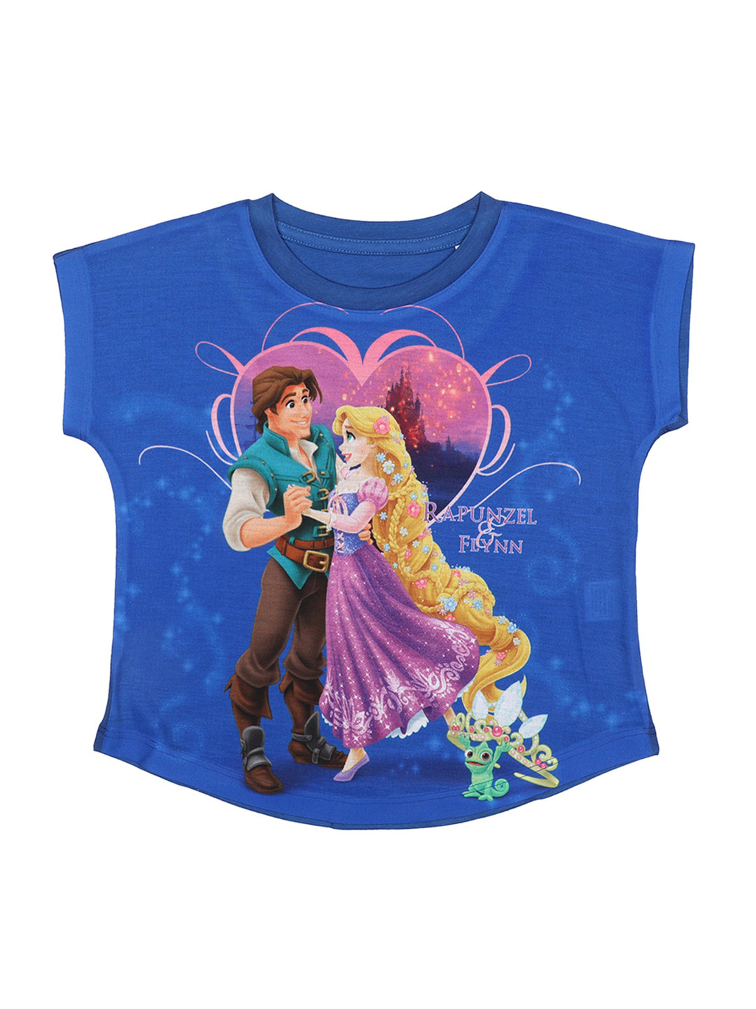 Disney by Wear Your Mind Girls Blue Rapunzel & Flynn Printed Top
