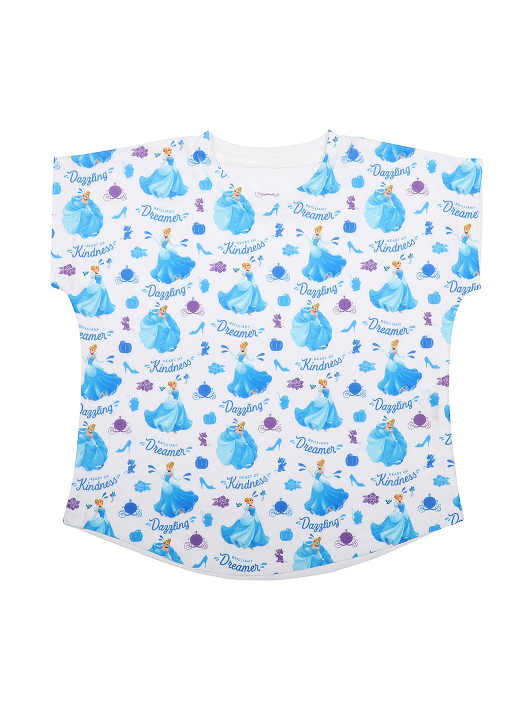 Disney by Wear Your Mind Girls Disney Princess White Cinderella Printed Top