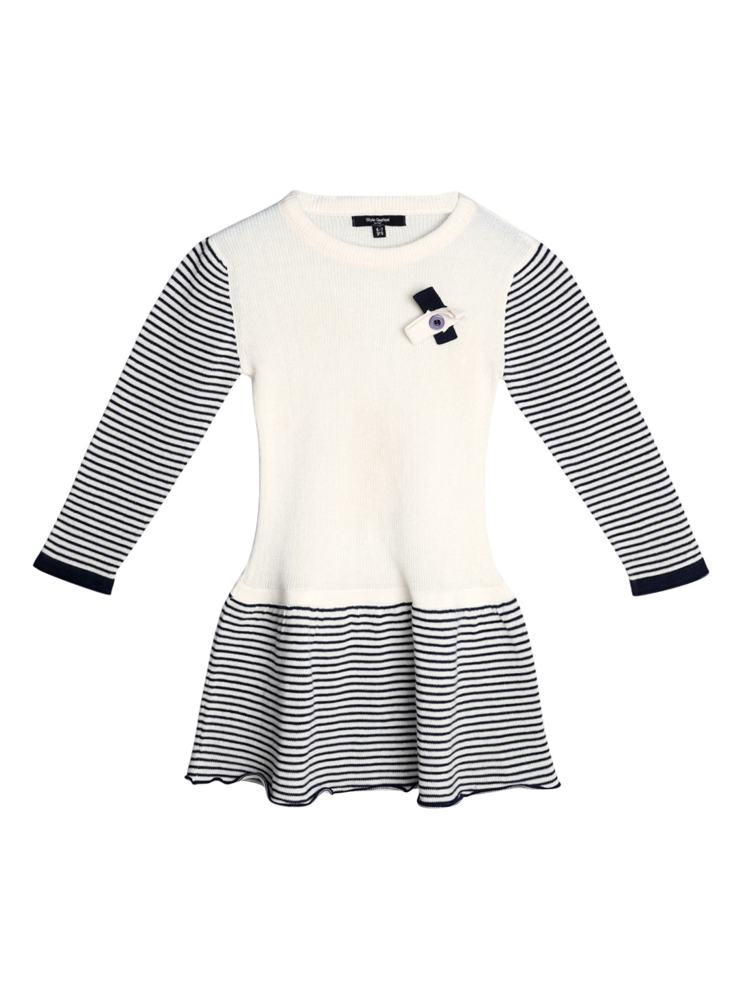 Style Quotient Girls Off-White & Black Striped Sheath Dress