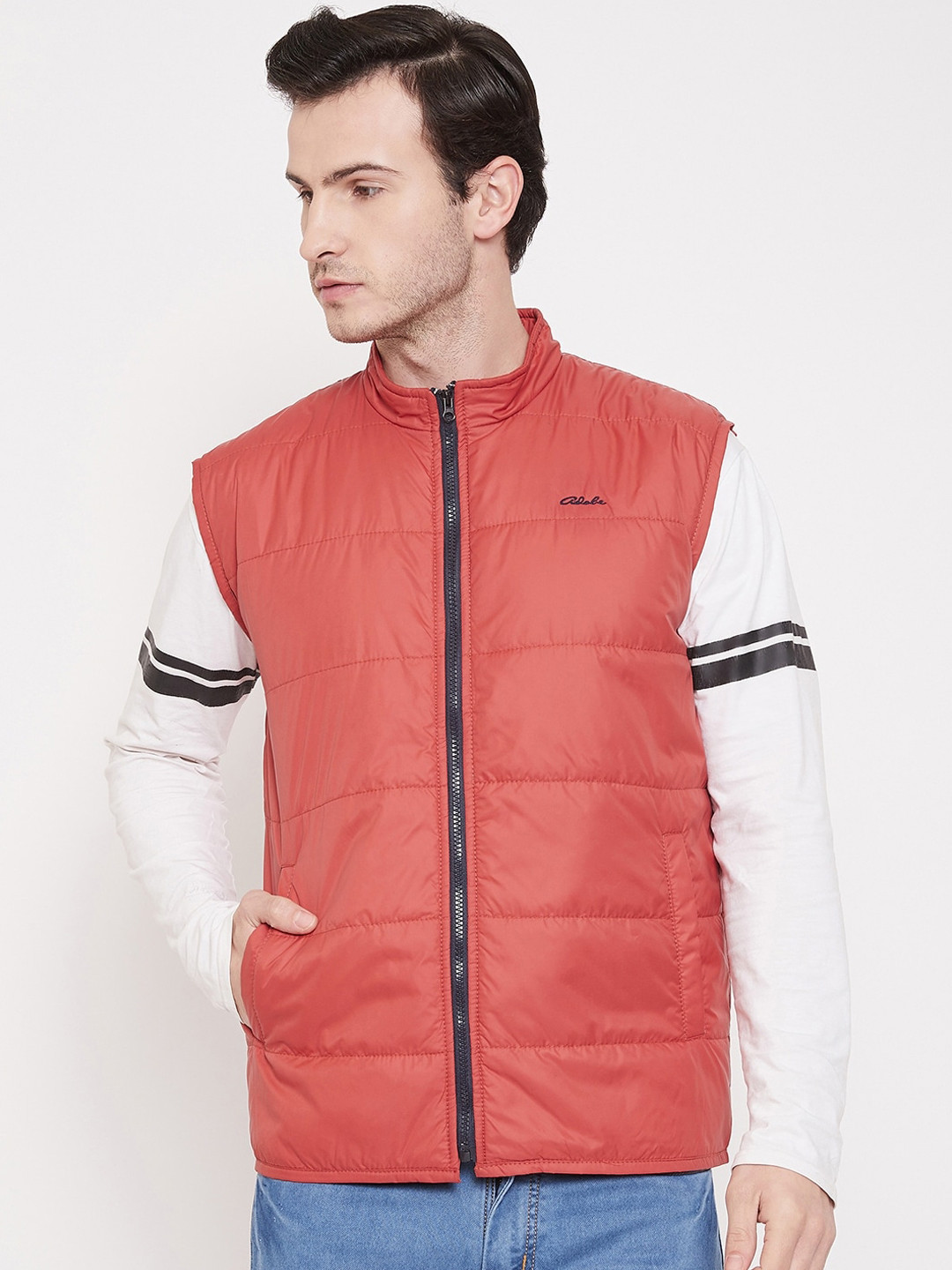 Adobe Men Rust Solid Padded Jacket