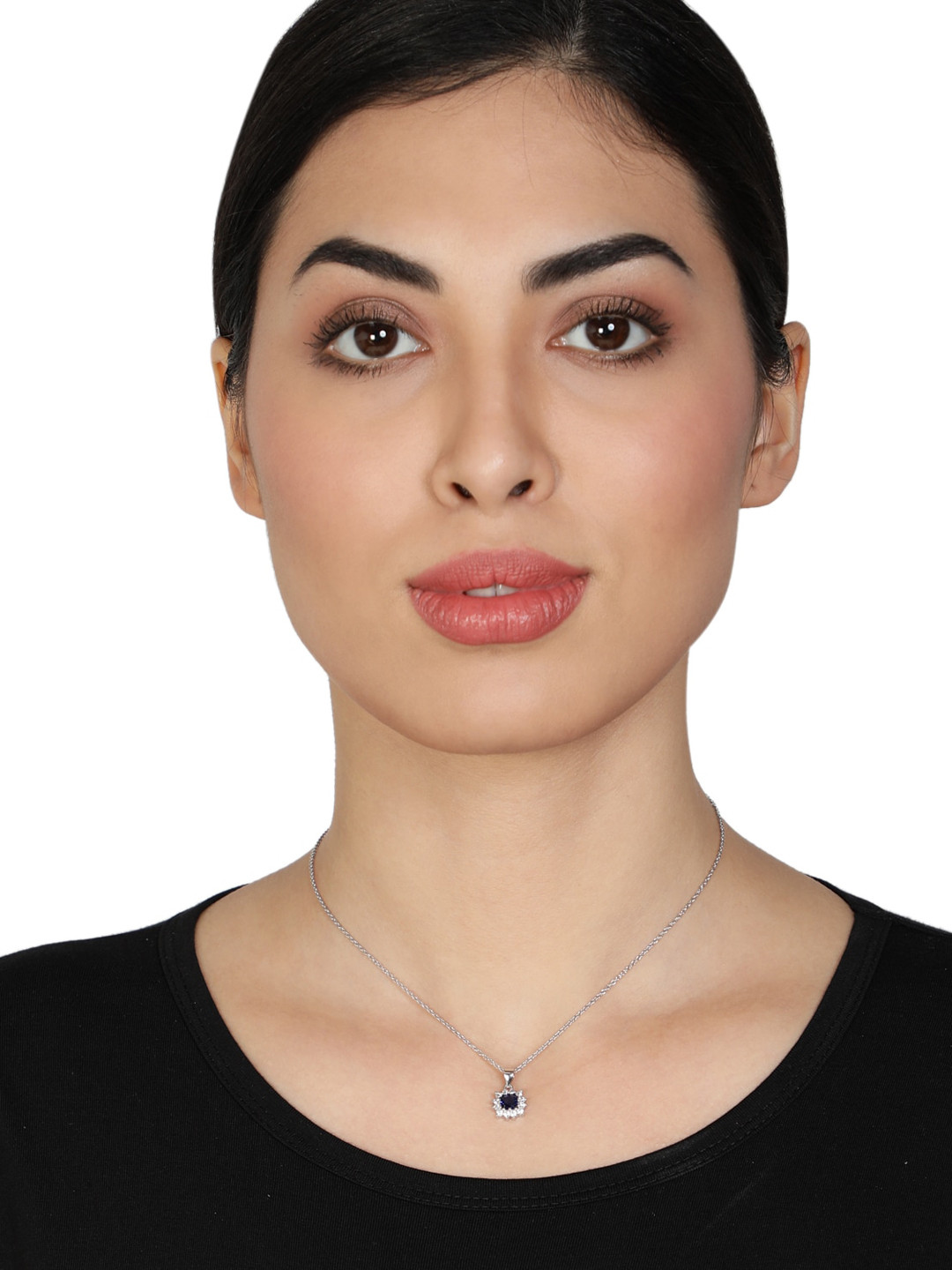 GIVA 925 Silver Royal Blue Pendant with Link Chain