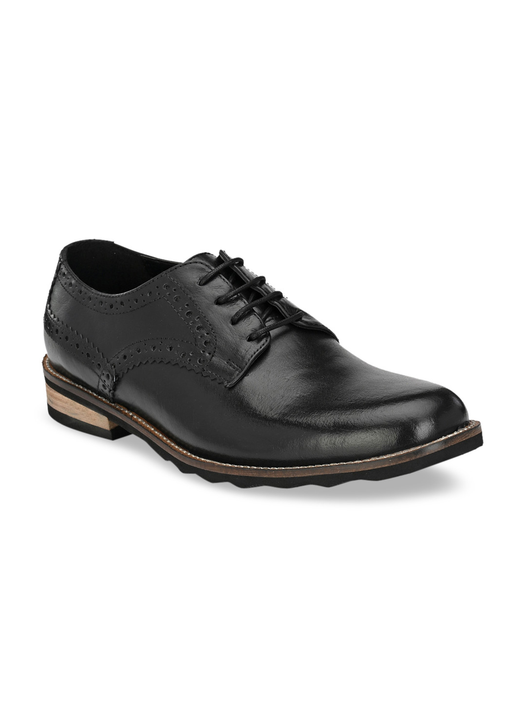 CARLO ROMANO Men Black Perforated Leather Derbys