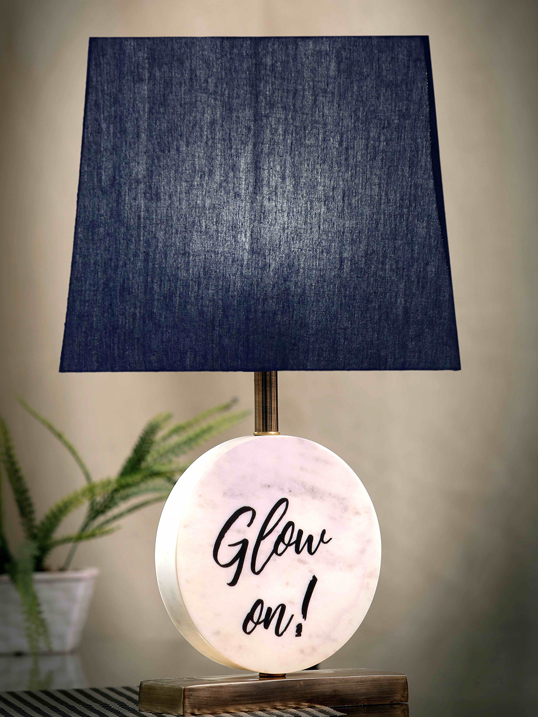POSH-N-PLUSH Blue Glow On Marble Bedside Standard Lamp