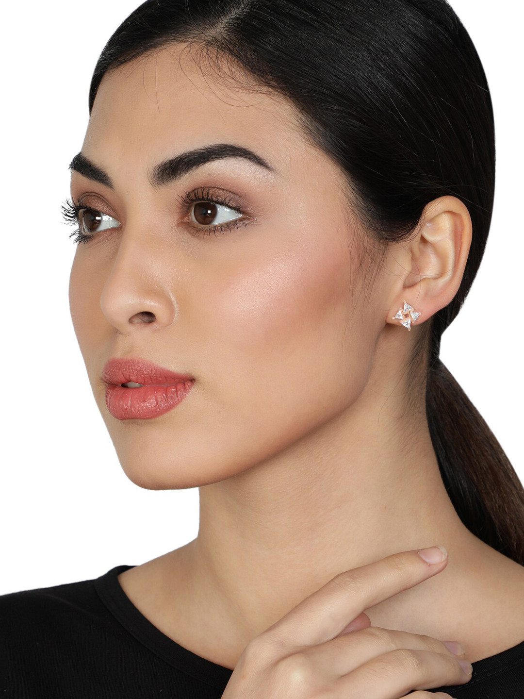 GIVA 925 Sterling Silver Rose Gold Plated Windmill Stud Earrings